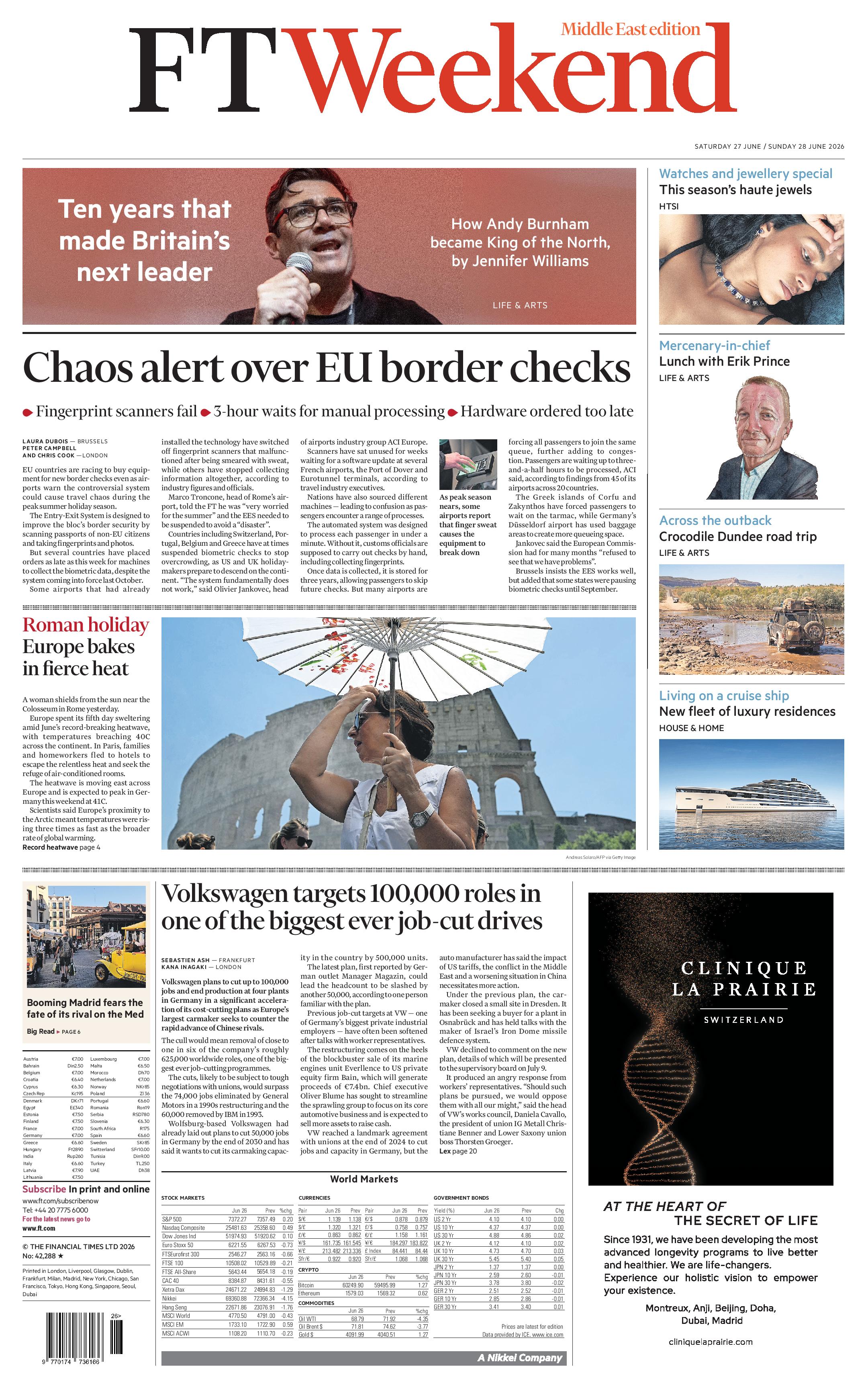 <p>FT Weekend</p>
 cover